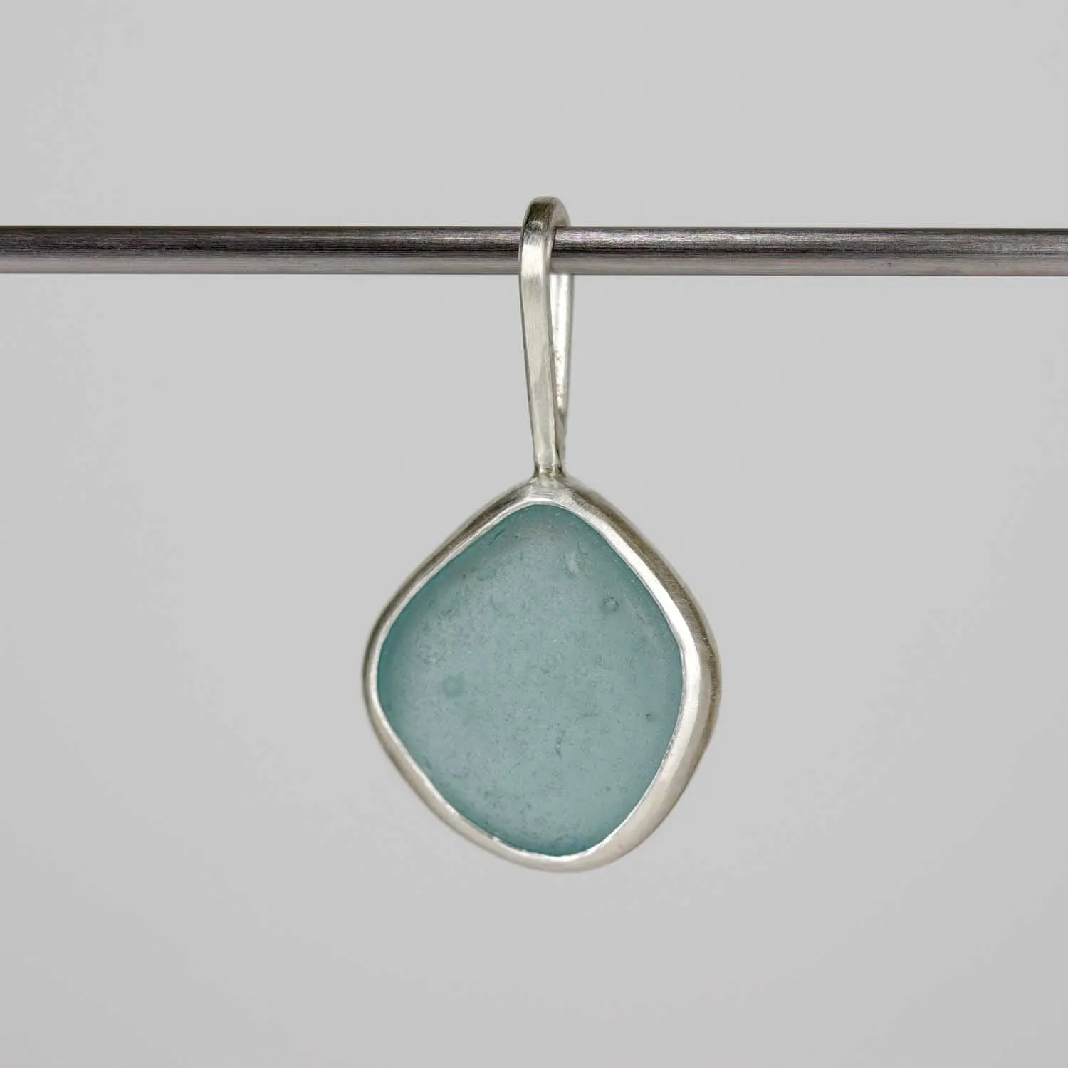 . Bezel-set Beach Glass Charm in Silver