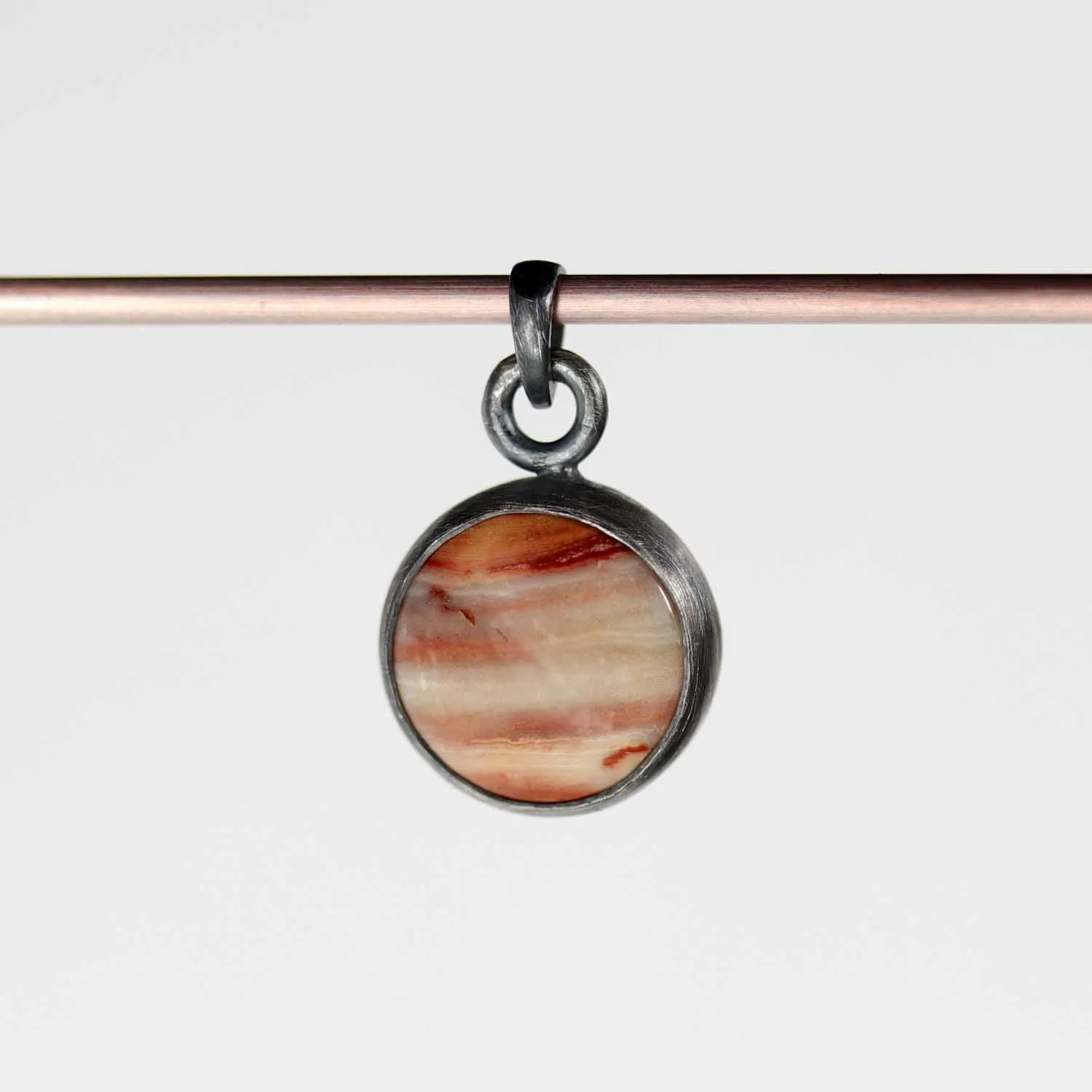. Bezel-set Sterling Silver Red Jasper Pendant