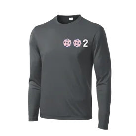 002 With Pickleballs (Patriotic Stars) | Men's Long Sleeve Athletic Shirt | 100% Polyester