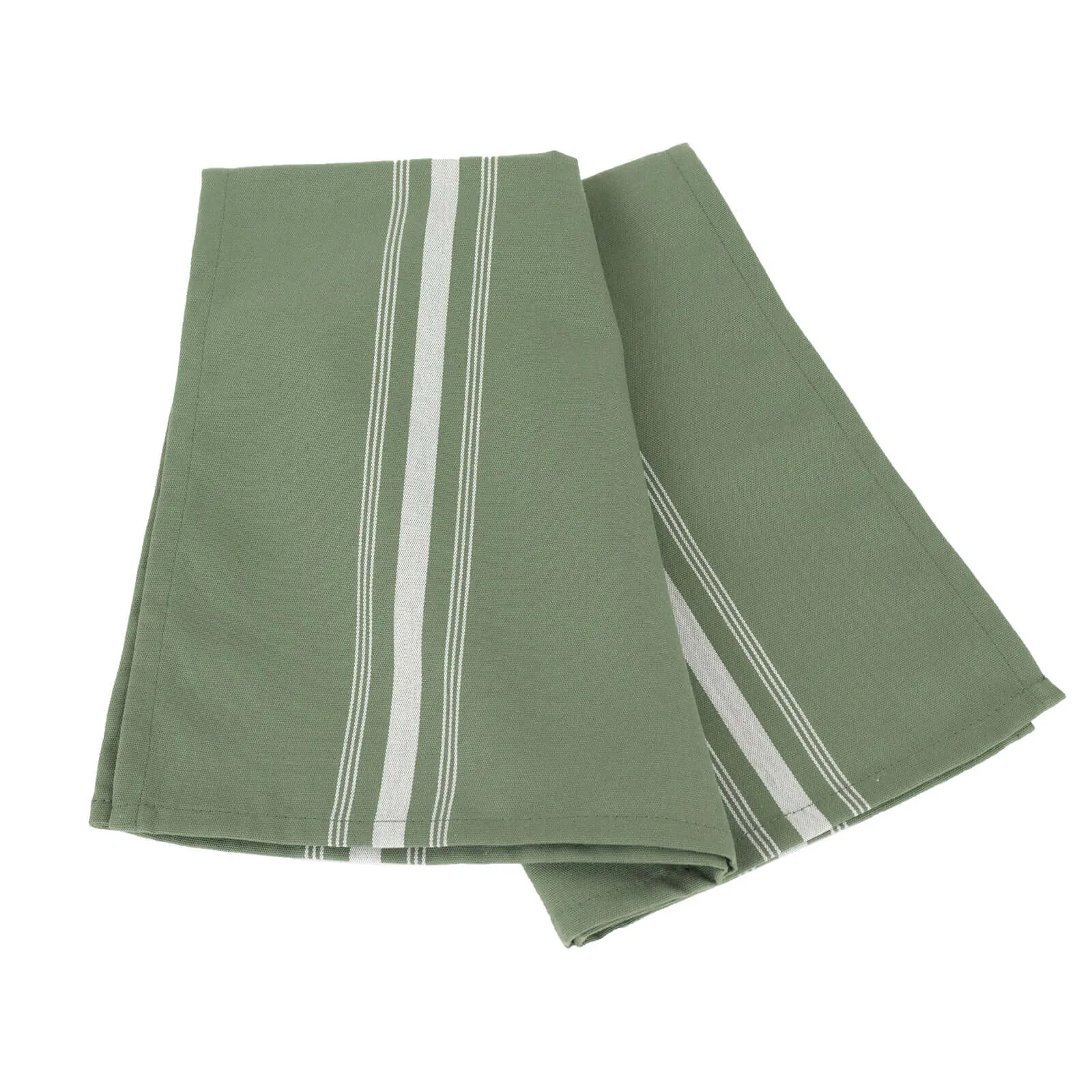 10 Pack Dusty Sage Green Spun Polyester Cloth Napkins with White Reverse Stripes, Premium Restaurant Quality Bistro Napkins - 18"x22"