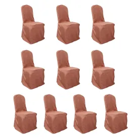 10 Pack Terracotta (Rust) Polyester Banquet Chair Covers, Reusable Stain Resistant Slip On Chair Covers