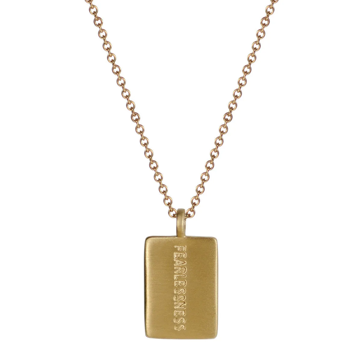 10K Gold Tag Necklace from Joyful Heart Foundation with Fearlessness Design