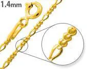 14K Gold Plated Sterling Silver Figaro Chain 1.4MM