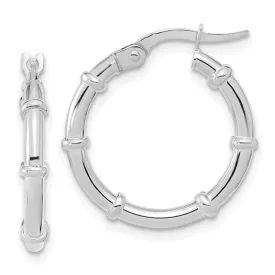 14K W Gold 19mm Beaded Hoop Earrings