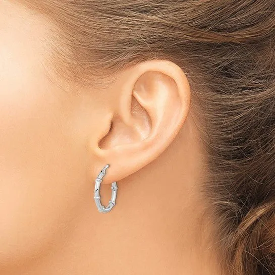 14K W Gold 19mm Beaded Hoop Earrings