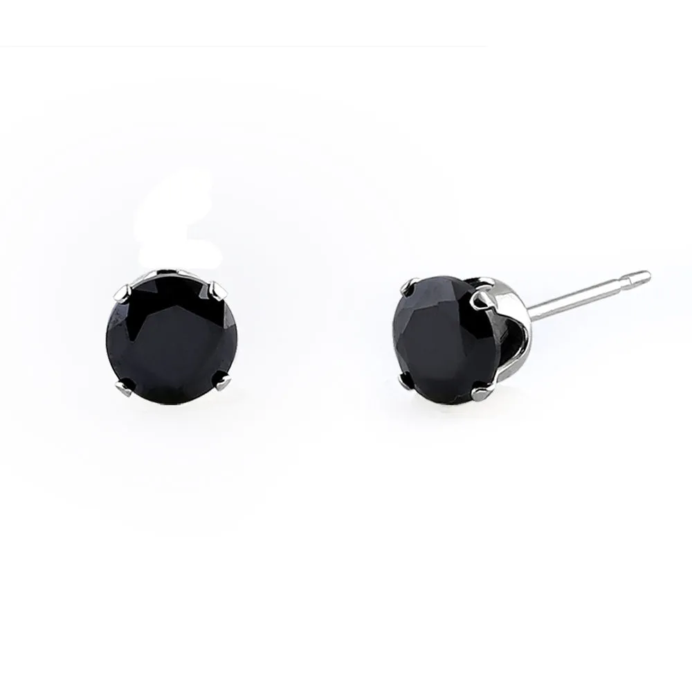 1.50 Ct. Sterling Silver Black CZ Stud Earrings 6mm