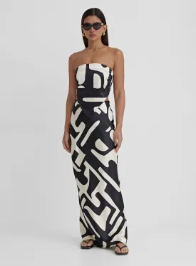 Abstract Print Satin Skirt- Iris