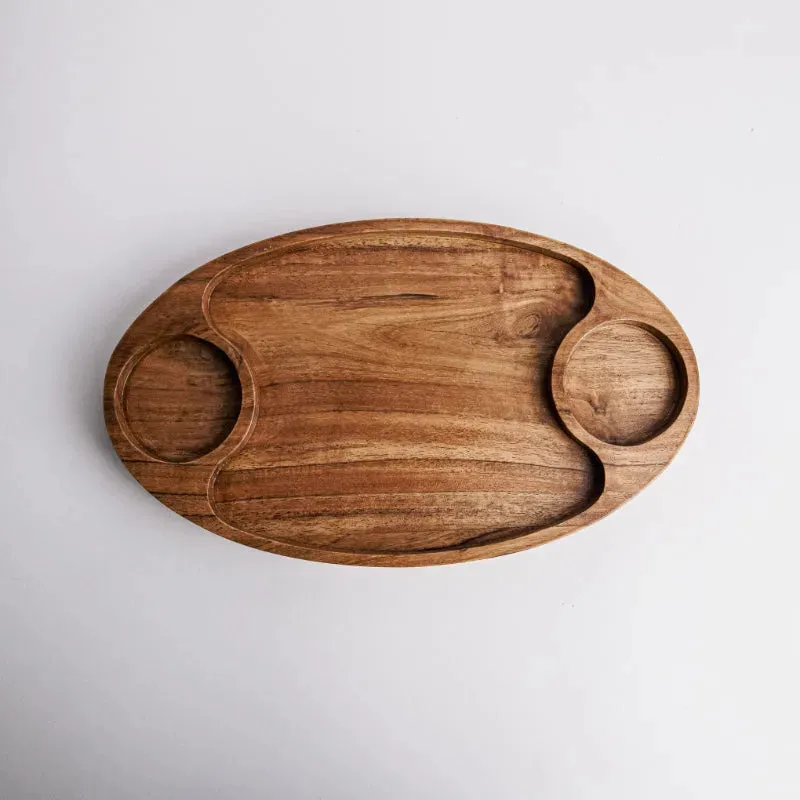 Acacia Wood Domino Platter | 11 x 7 inches