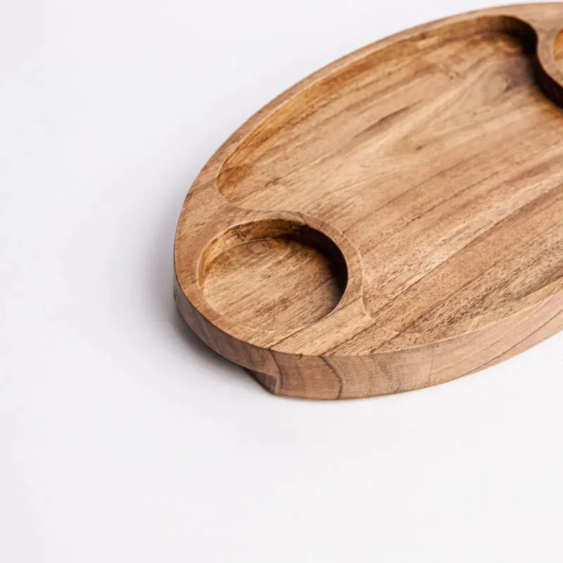 Acacia Wood Domino Platter | 11 x 7 inches