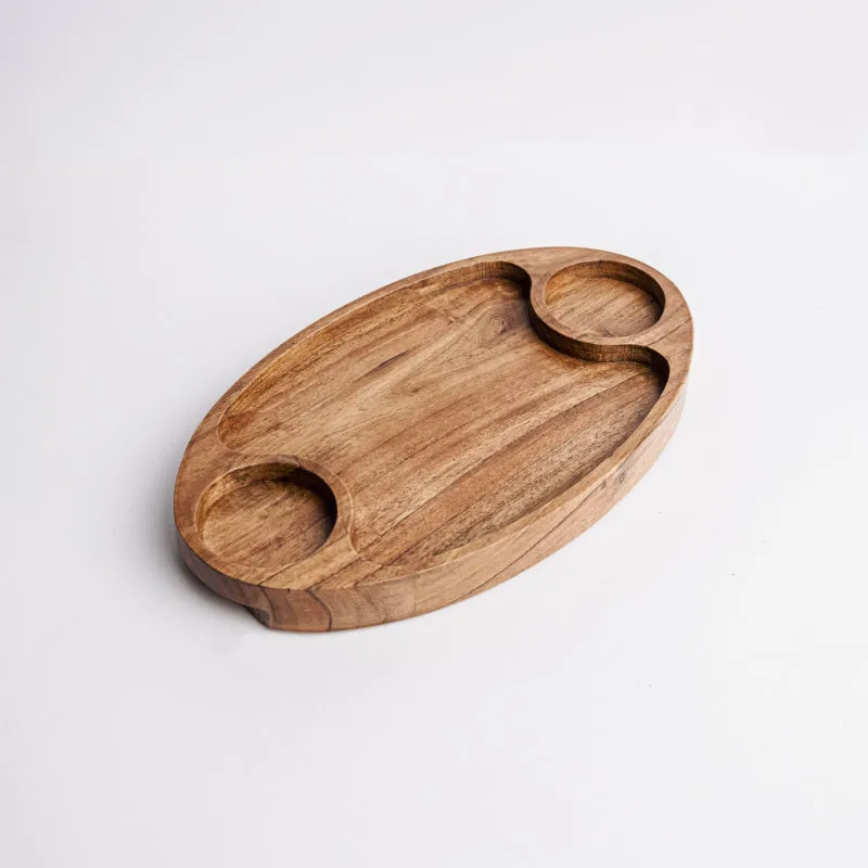 Acacia Wood Domino Platter | 11 x 7 inches