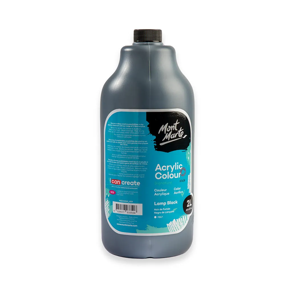 Acrylic Colour Paint Signature 2L (67.6 US fl.oz) Bottle - Lamp Black
