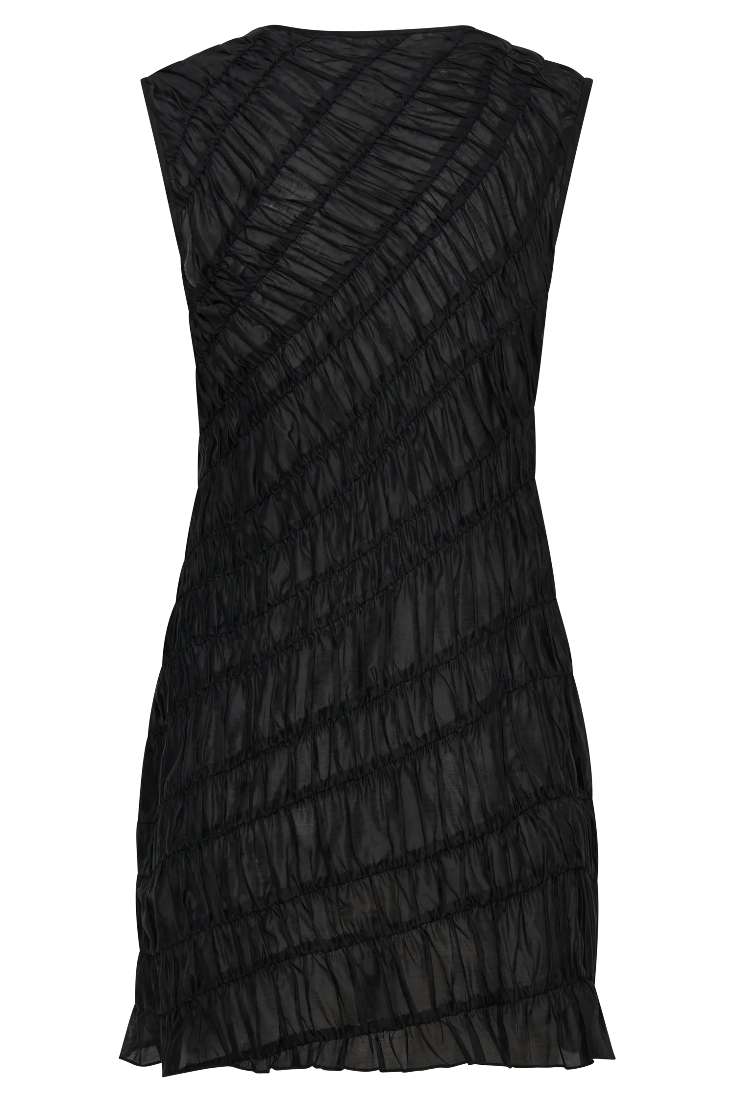 Adella Elegant Black Gathered Mini Dress