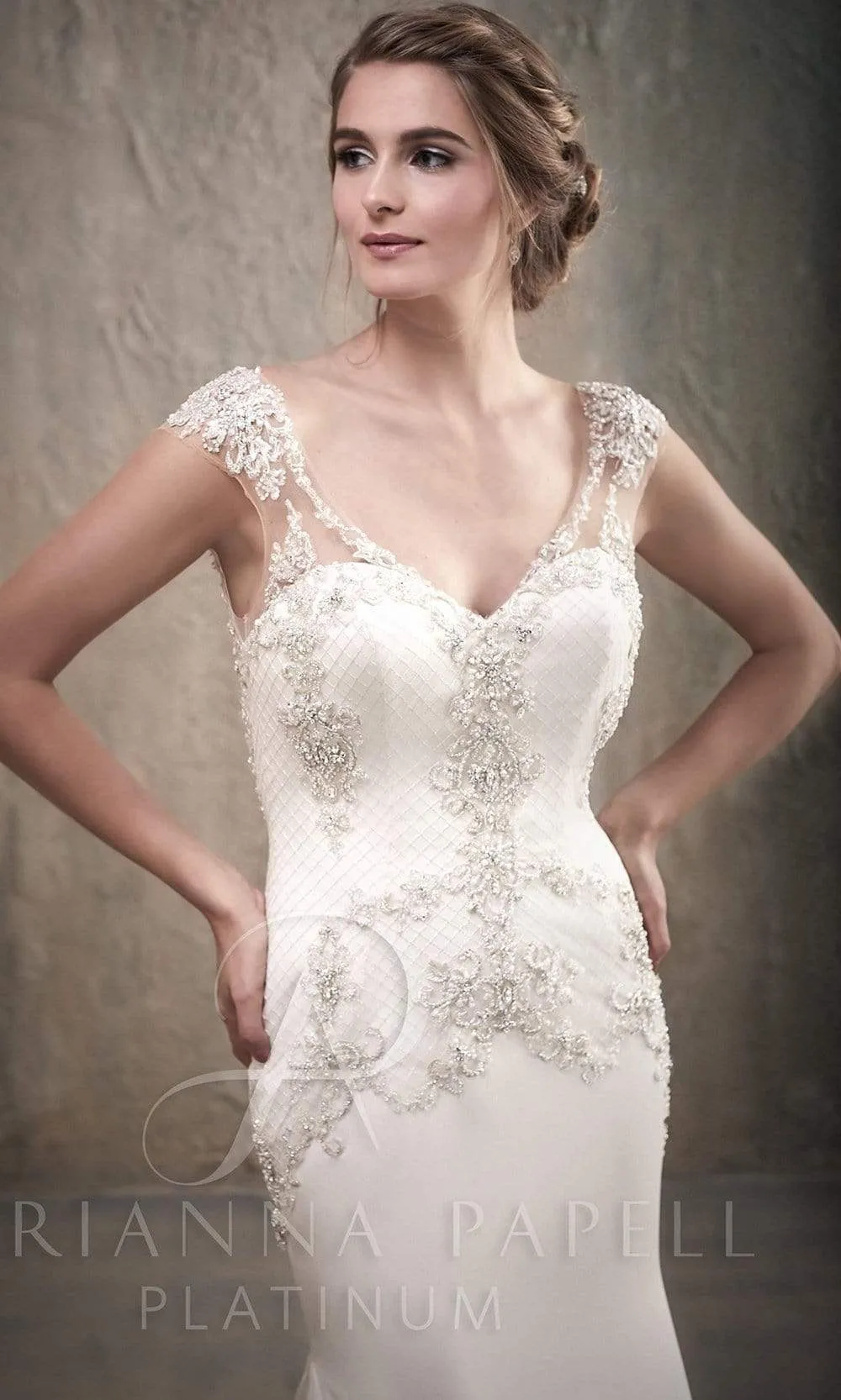 Adrianna Papell Platinum - 31031 Cap Sleeve Sweetheart Sheath Gown