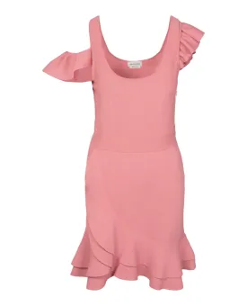 Alexander McQueen Womens Compact Knit Mini Ruffle Dress