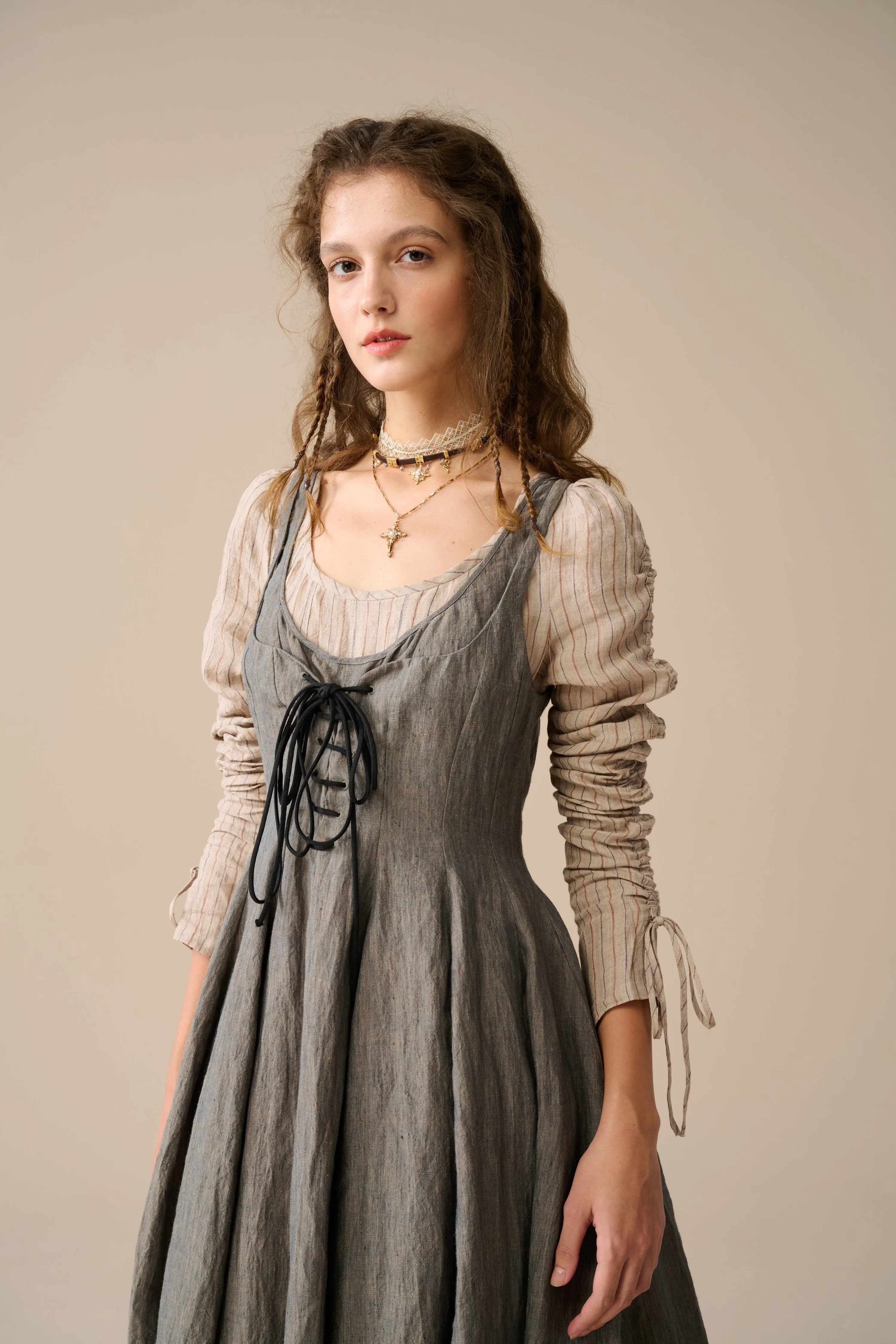 Alisa 25 | lace up linen dress