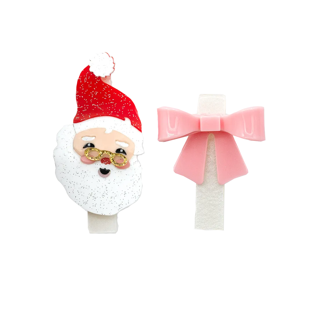 Alligator Clip Set - Pink Santa