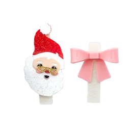 Alligator Clip Set - Pink Santa