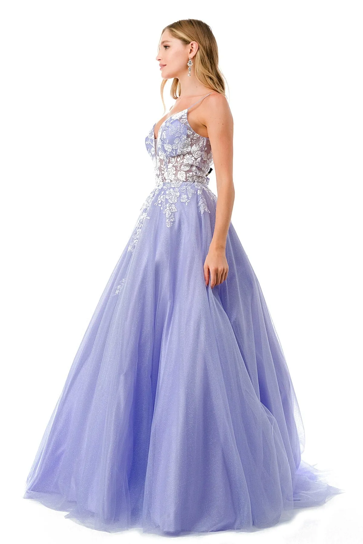 Applique Sweetheart Tulle Gown by Coya L2791B