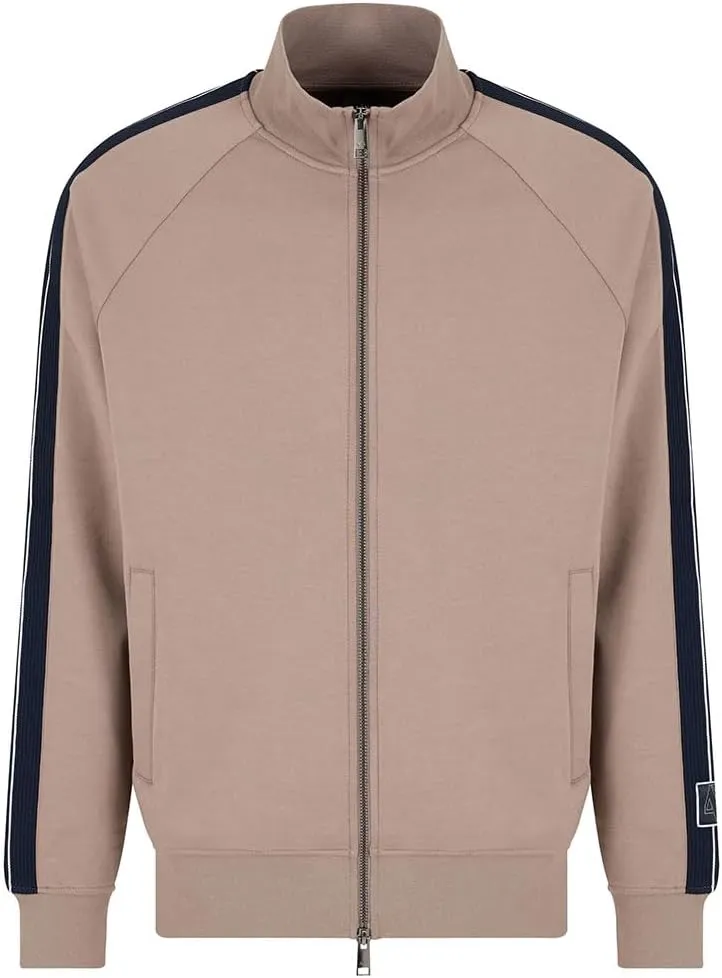 Armani Exchange Men's Ax Line Logo Stretch Bonded Cotton Zip Up Sweatshirt