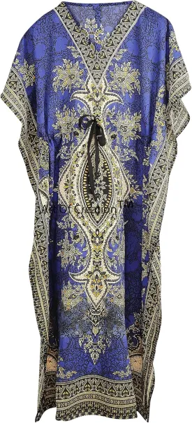 Art Of Creation Kaftan Dress Kimono Maxi Style Casual Dress for Women V-Neck 3/4 Sleeve Top Printed Free Size