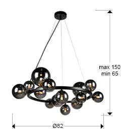 Astros Centre Ceiling Light  Matt Black Finish and Polished Brass-Finish