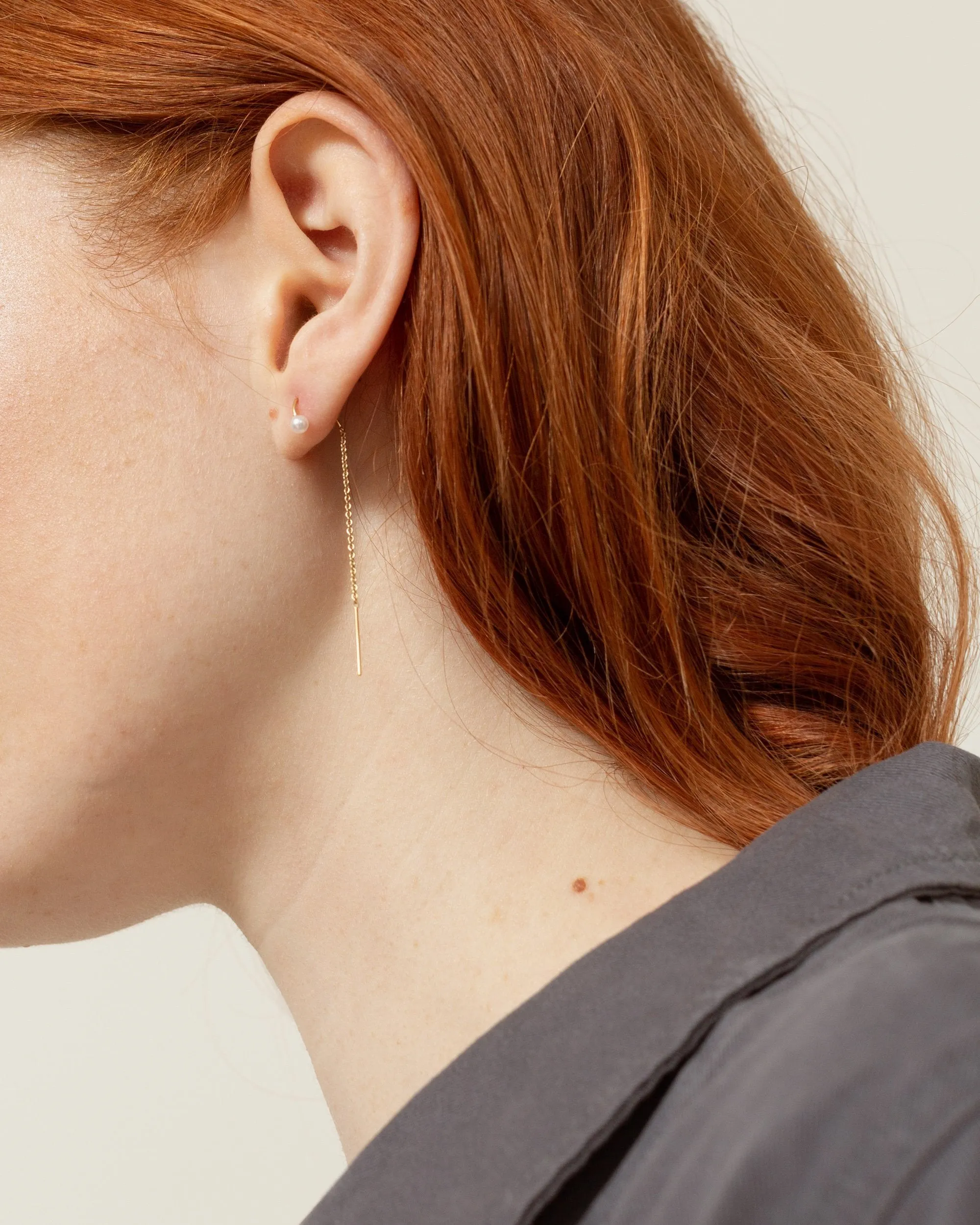 Ayoka Pearl Open Hoop Threader Earrings
