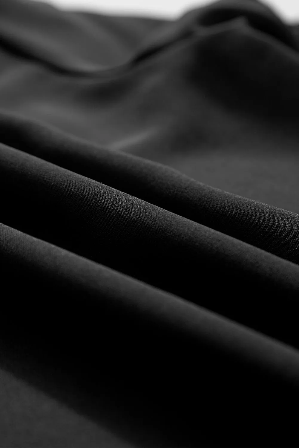 Black Scalloped V-Neck Petal Sleeve Top