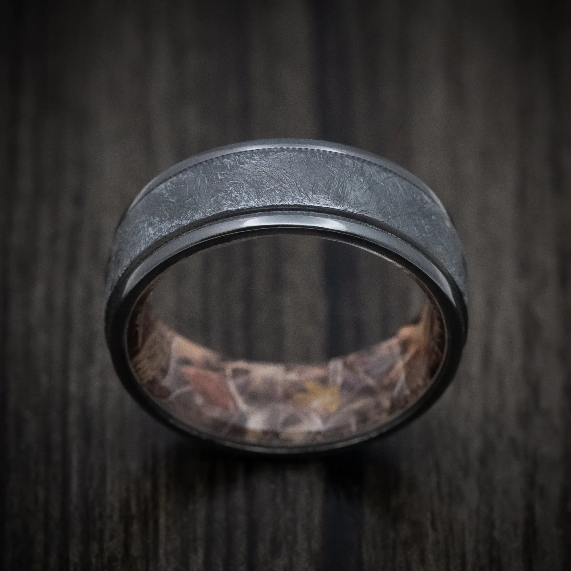 Black Titanium and King's Camo Men's Ring Custom Made Band