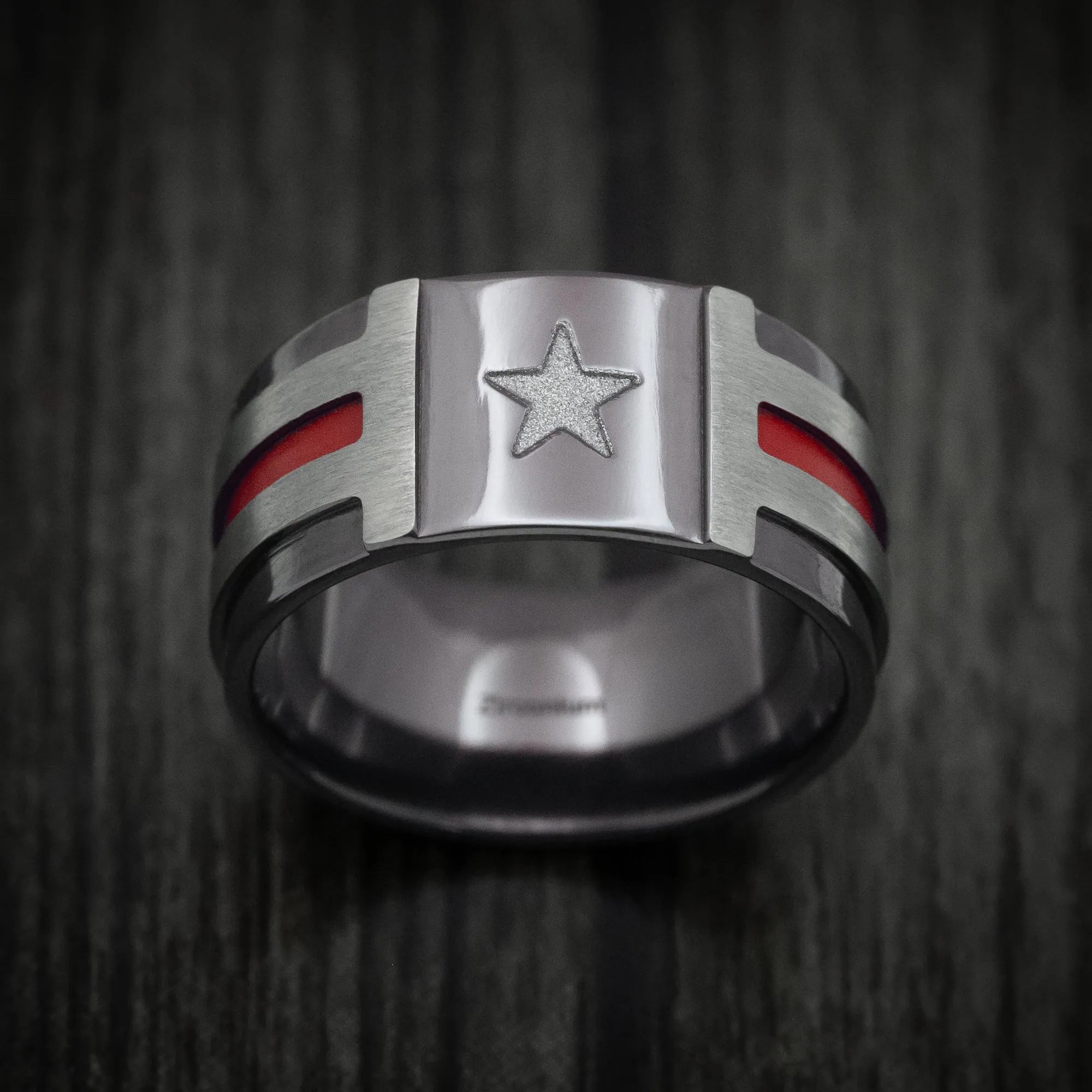 Black Titanium Hero Men's Ring Custom Made Band