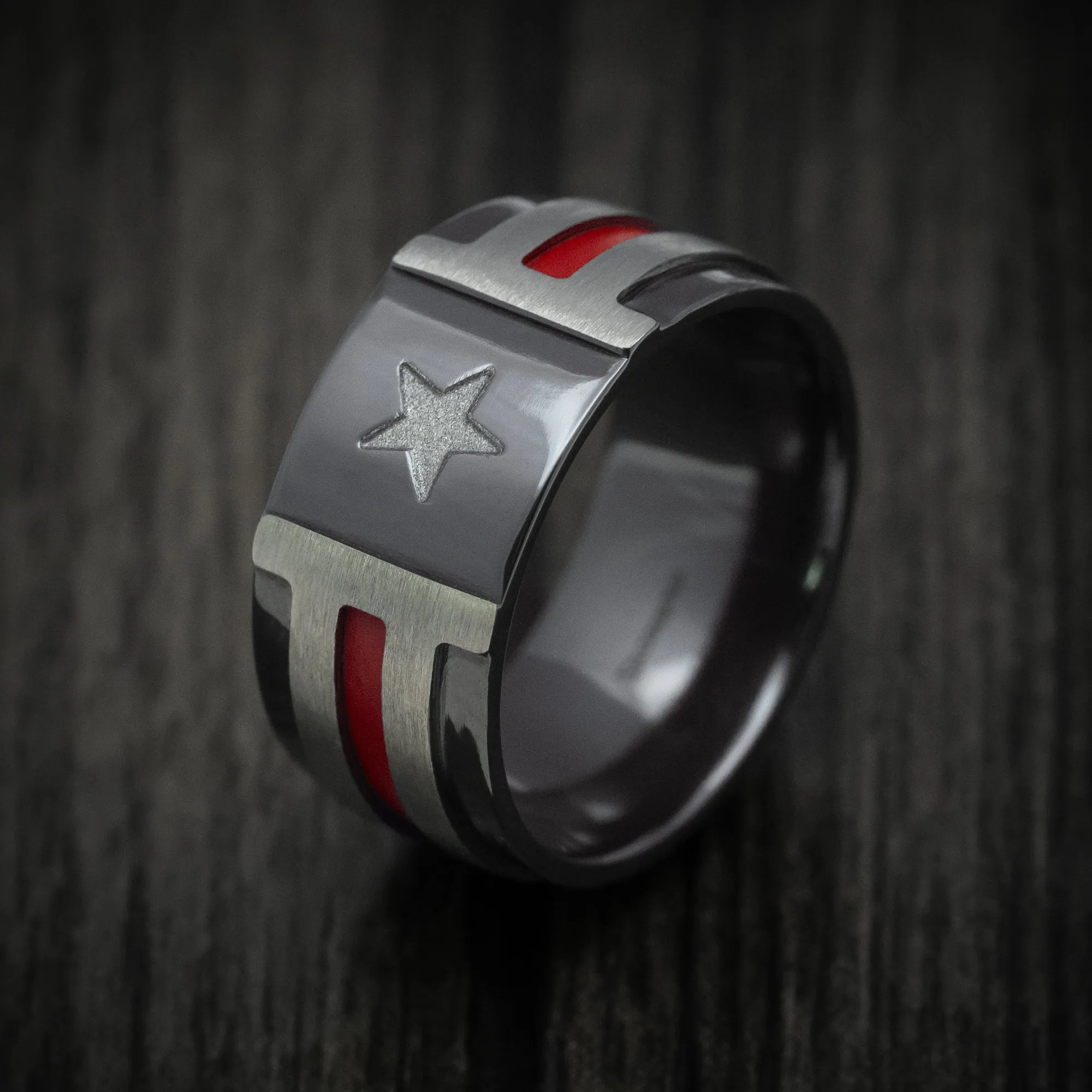 Black Titanium Hero Men's Ring Custom Made Band