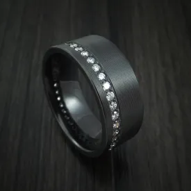 Black Zirconium and Diamonds Eternity Men's Ring Custom Made Band