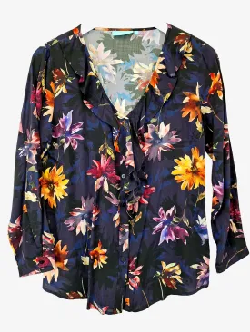 Blue Illusion Midnight Lakes Floral Top Size S