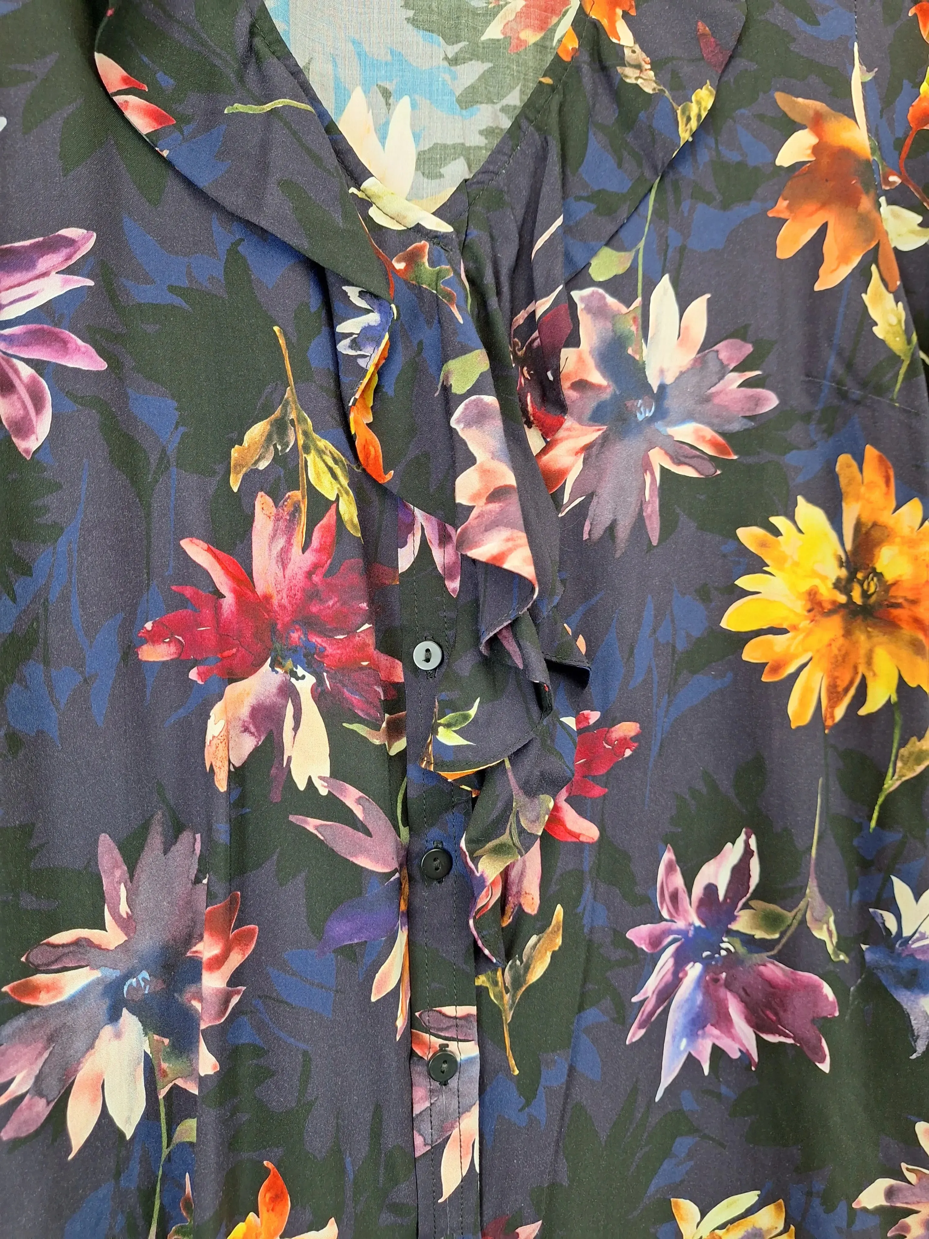 Blue Illusion Midnight Lakes Floral Top Size S