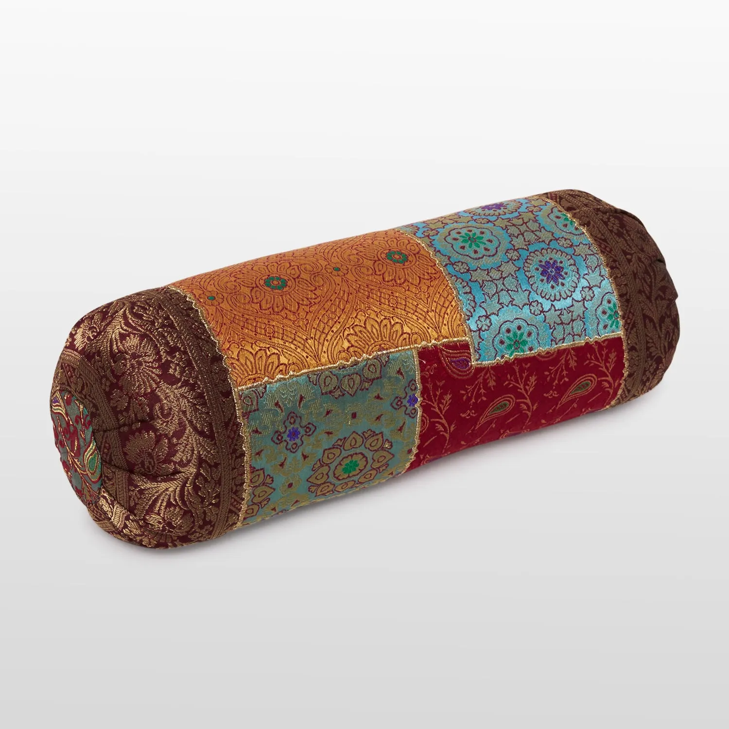 Bolster with Brocade Patch Work Cover (Assorted Colour & Design)