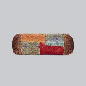 Bolster with Brocade Patch Work Cover (Assorted Colour & Design)