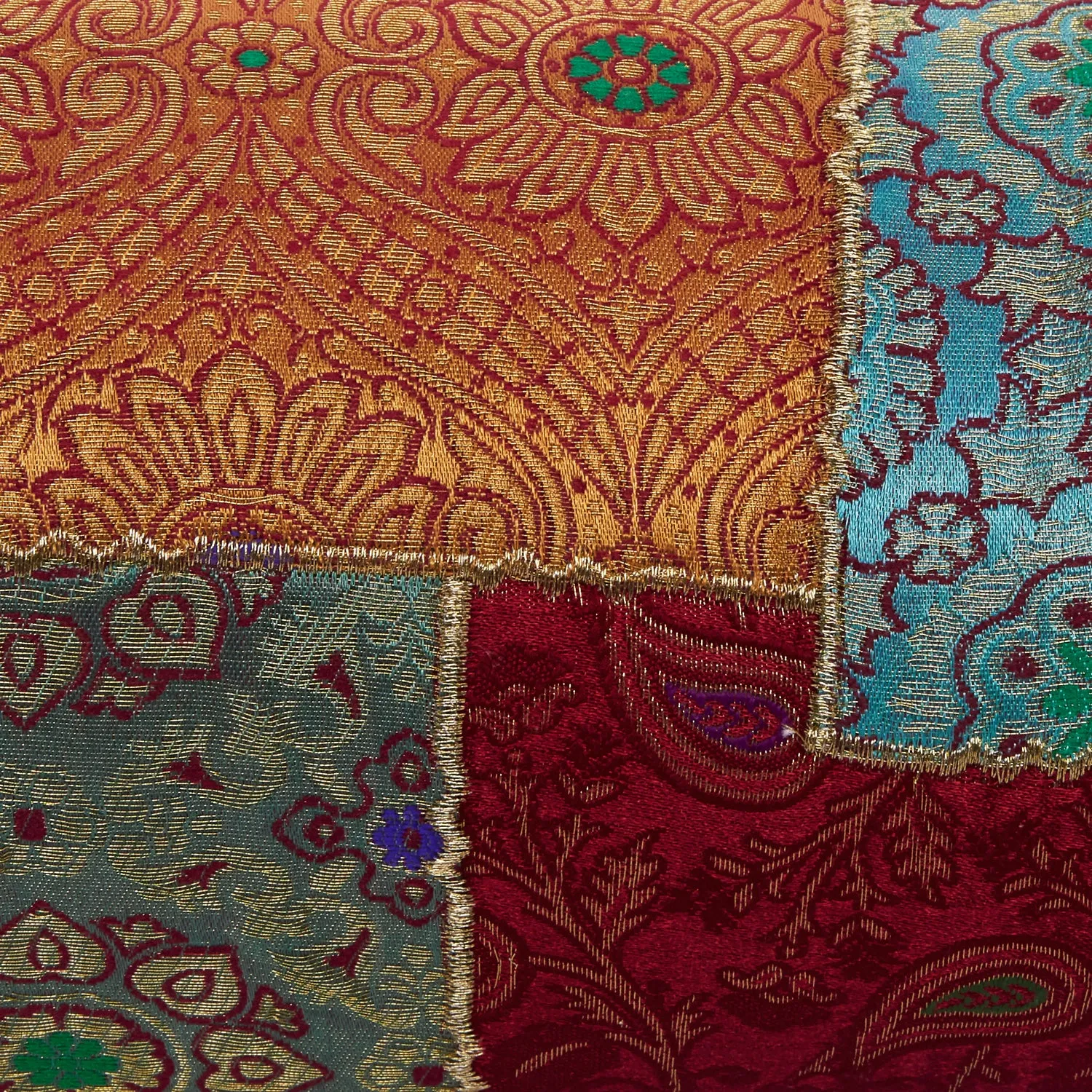 Bolster with Brocade Patch Work Cover (Assorted Colour & Design)