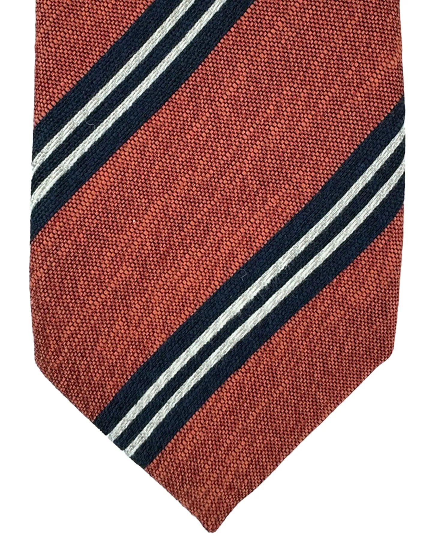 Canali Tie Rust Brown Stripes -Linen/ Cotton/ Silk SALE
