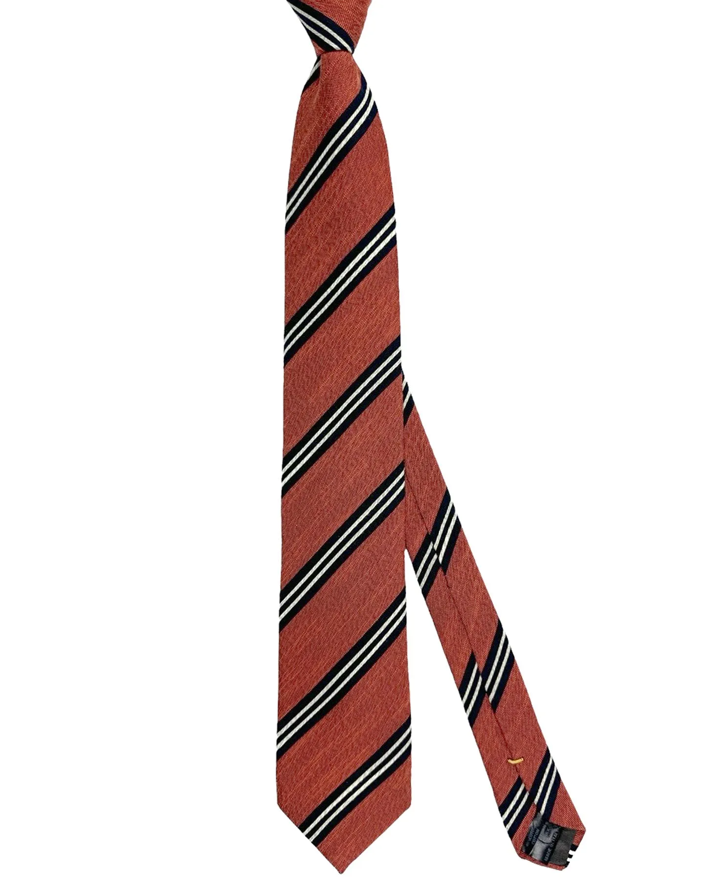 Canali Tie Rust Brown Stripes -Linen/ Cotton/ Silk SALE
