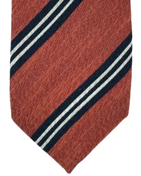 Canali Tie Rust Brown Stripes -Linen/ Cotton/ Silk SALE