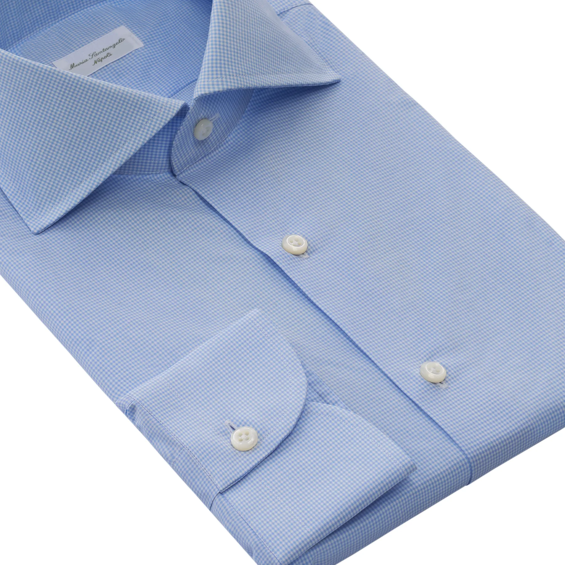 Checked Cotton Shirt in Light Blue