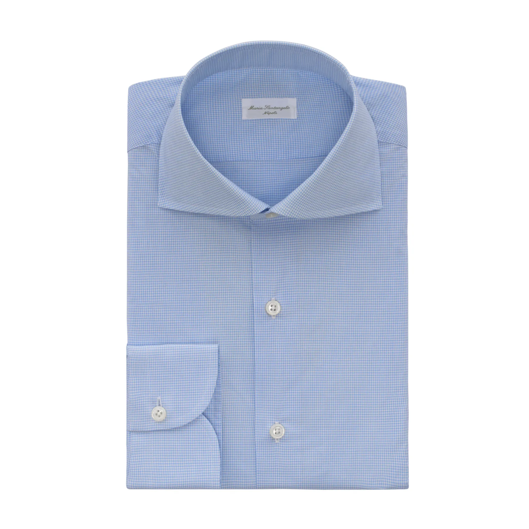 Checked Cotton Shirt in Light Blue