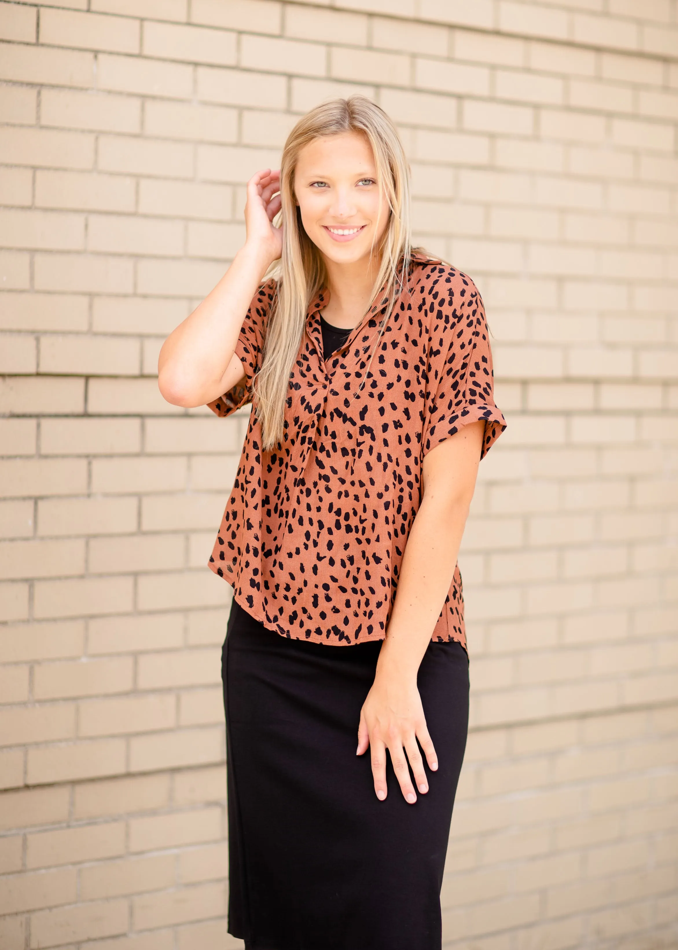 Cheetah Print Front Pocket Top