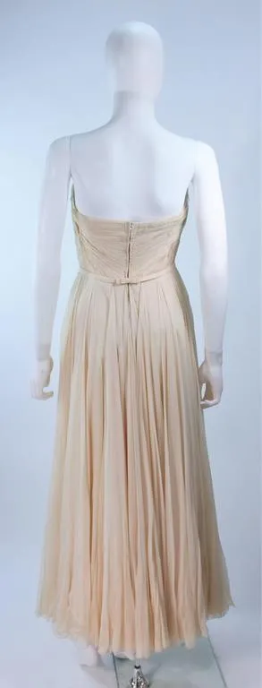 COUTURE Circa 1950s Cream Silk Gown & Wrap Size 2