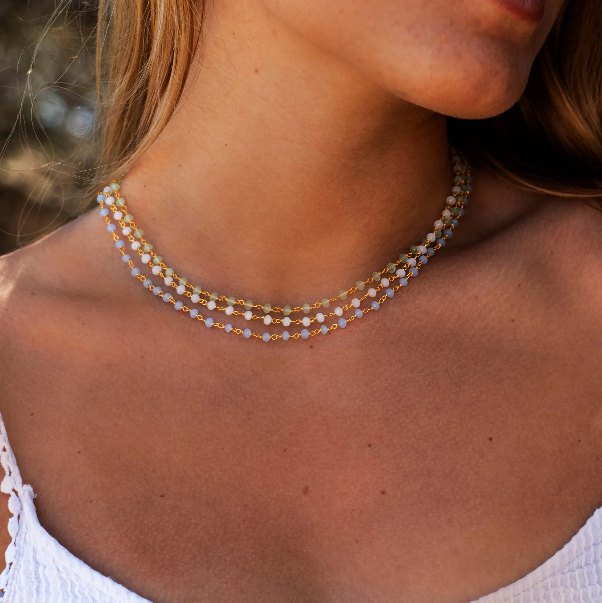 Crystal Saline Gold Necklace