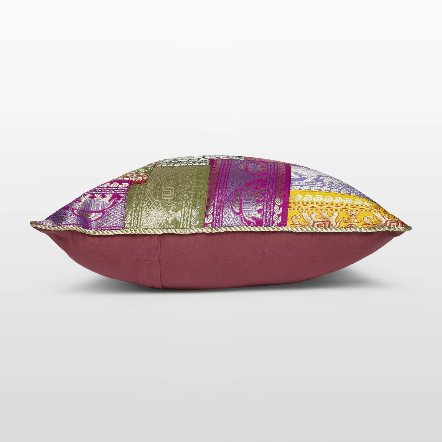 Cushion Cover with Brocade Overlapping Pattern (Assorted Colour & Design)