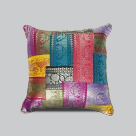 Cushion Cover with Brocade Overlapping Pattern (Assorted Colour & Design)
