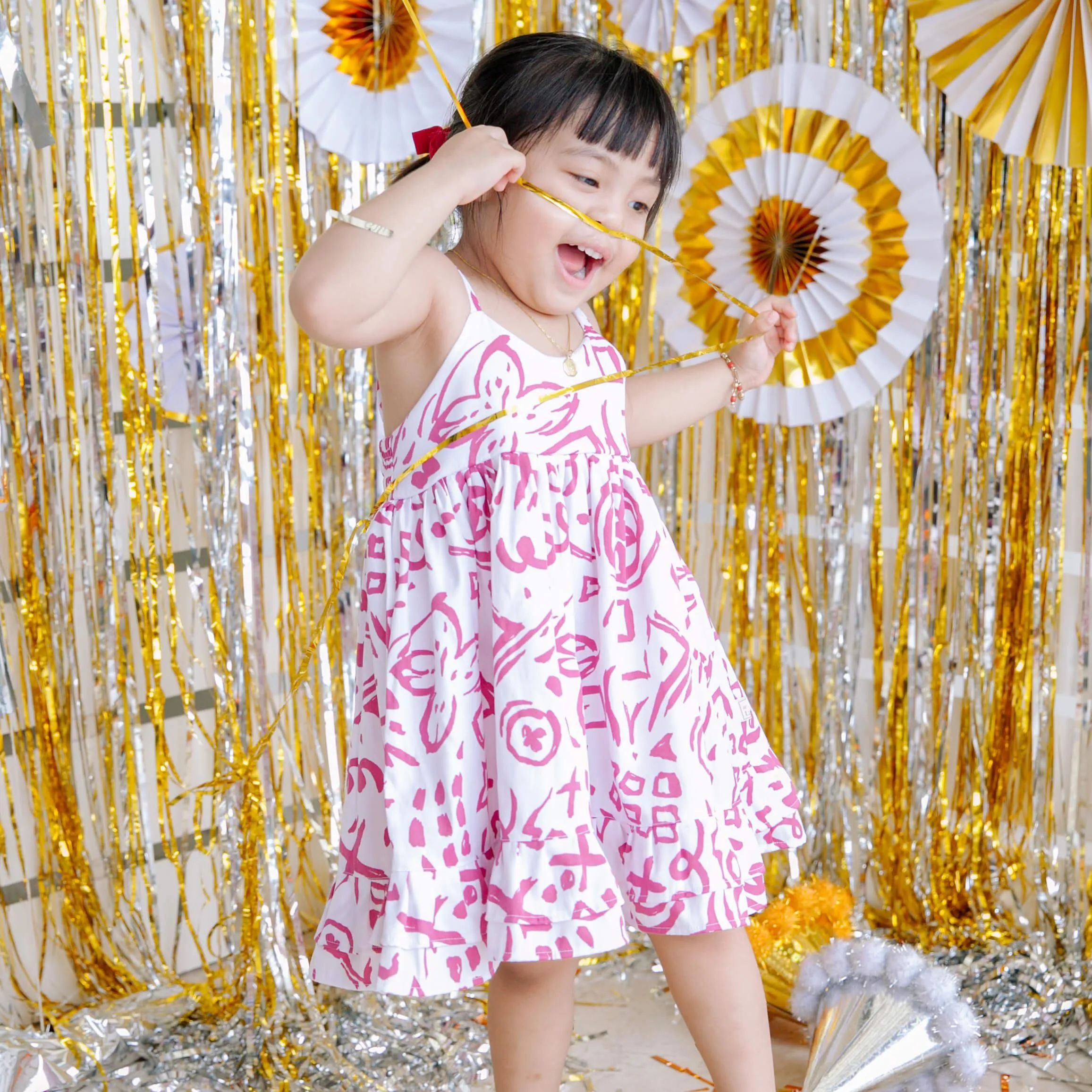 Dahlia Dress in Blue Giraffe Print