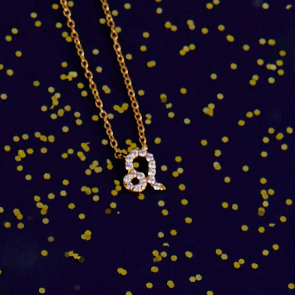 Diamond Zodiac Necklace Gold Leo