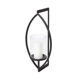 Drax Wall Candle Holder Black Metal | Glass