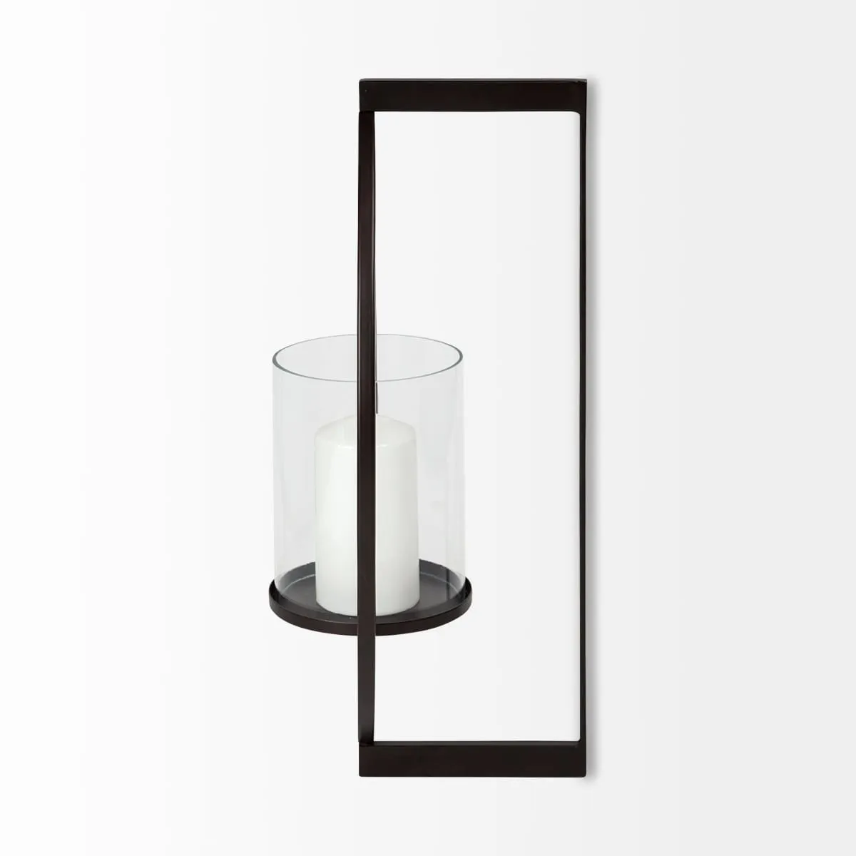 Drax Wall Candle Holder Black Metal | Glass